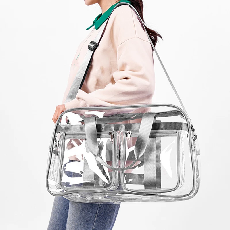 PVC Transparent Travel Duffle Bag Sports Portable Shoulder Crossbody Bags Outdoor Hikking Swimming Clear Shopping Tote Handbag