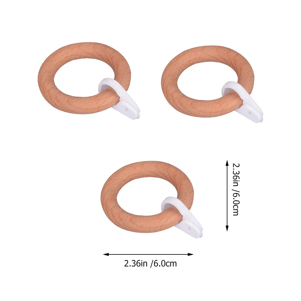 3Pcs Premium Solid Wood Curtain Rings for Hanging Curtains Easy Install Disassemble Roman Rod Accessories Home Decor
