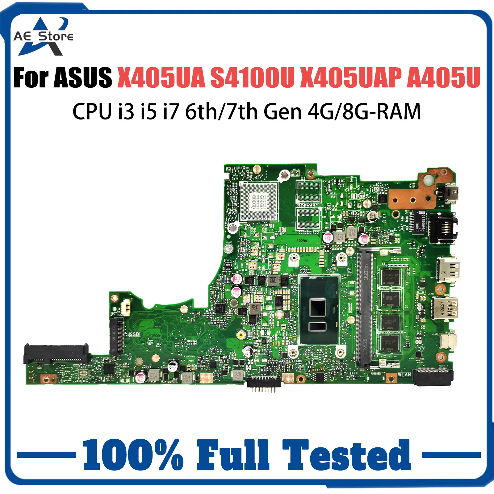 X405UA For Asus S4100U X405UAP X405UR X405UB A405U V405U S405U K405U X405UQ Mainboard CPU i3 i5 i7 6th/7th Gen 4G/8G-RAM