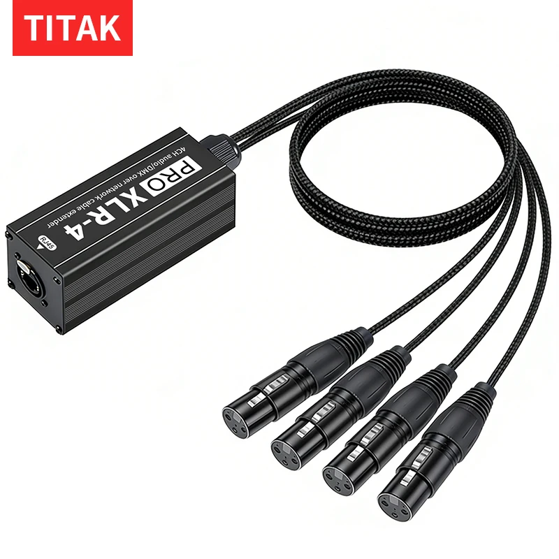 XLR to RJ45 4 Channel Audio Extender DMX512 Signal Extender Network Cable Extender for Microphone Mixer Amplifier and Speaker