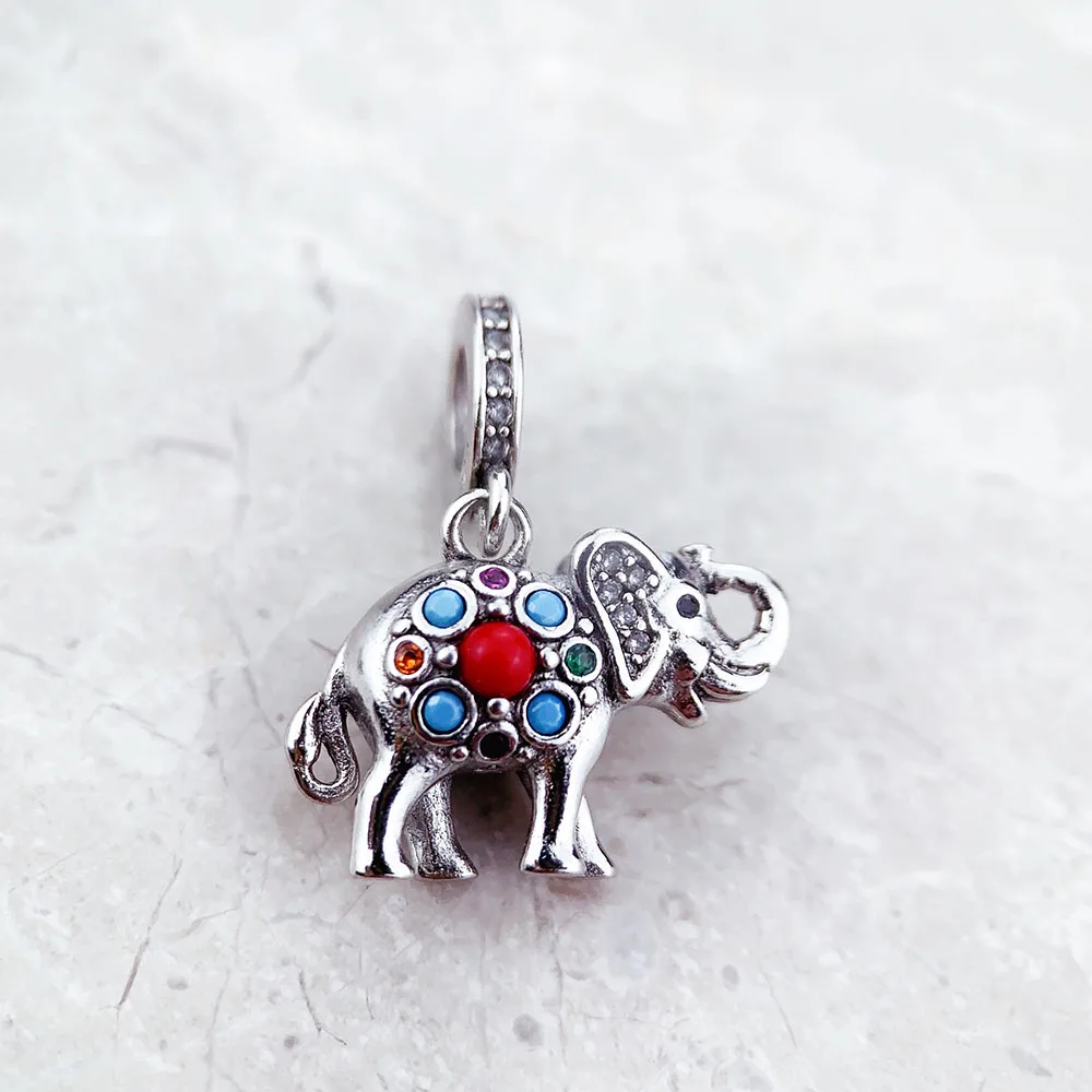Hot 925 Sterling Silver Indian Elephant Charm Pendants Brand New Vintage Lucky Gift for Women Men Jewelry