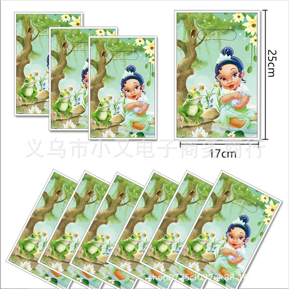 10pcs/lot Tiana Themed Girl's Favorite Birthday Party Candy Surprise Disposable Plastic Decorative Gifts Loot Bag