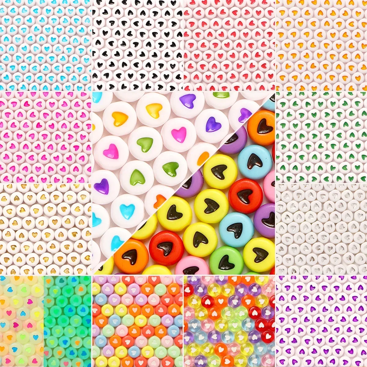 100-500PCS Liebe Herz Perlen Acryl Bunte Lose Spacer Perlen für Schmuck Machen DIY Handgemachte Armband Ohrringe Zubehör