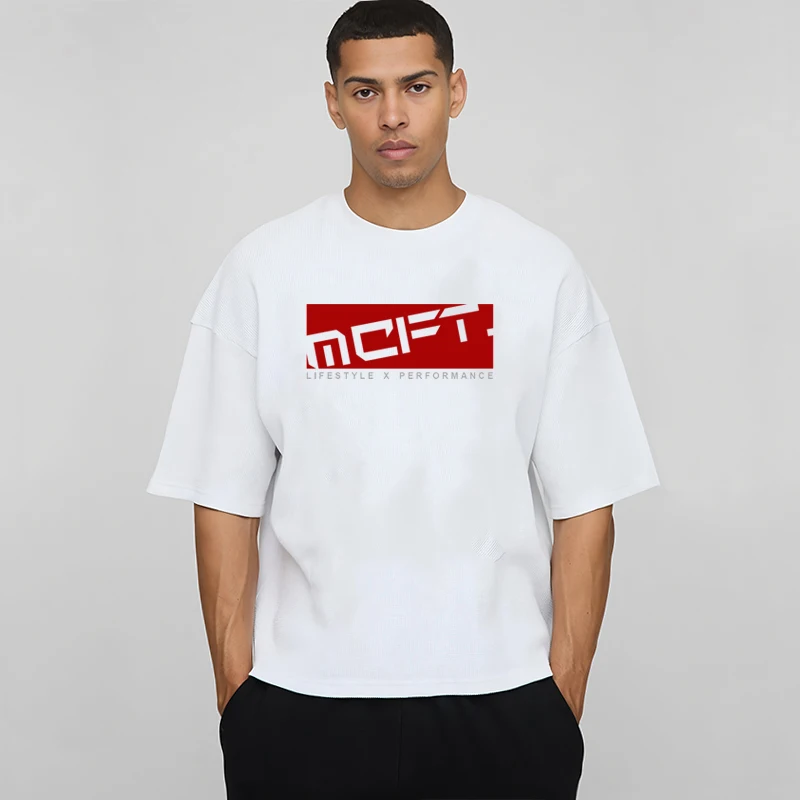 

Негабаритные футболки для бега с круглым вырезом Boxy, мужская модная тяжелая свободная футболка из 100% хлопка с короткими рукавами, повседневная спортивная одежда