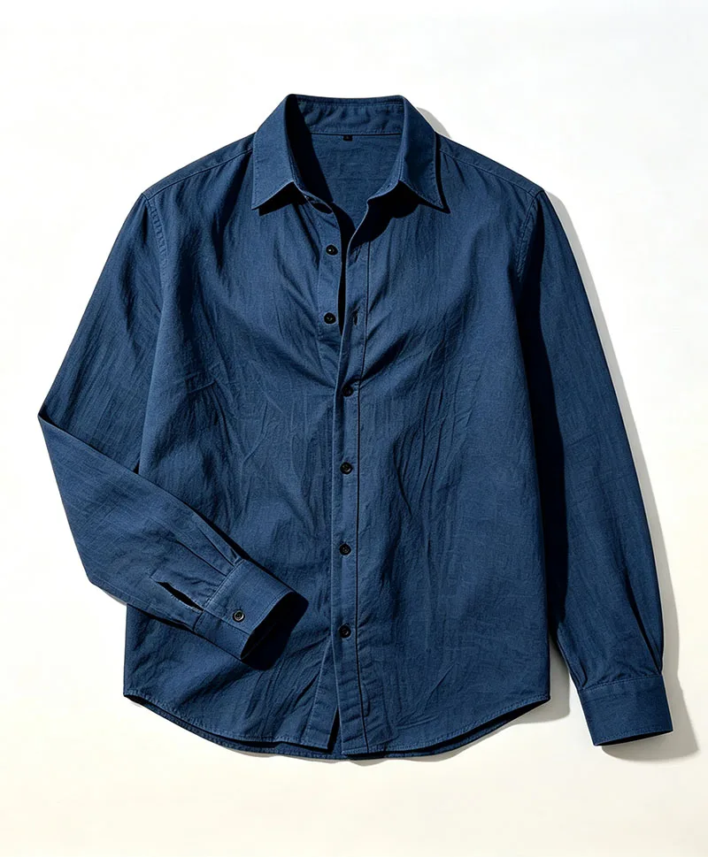 Herren-Leinenhemd für Frühling und Herbst, lässiges Langarmhemd mit Knöpfen, lockerer Schnitt, strukturierte Oberseite, leichtes Resort-Outfit für Herren – Detail 6