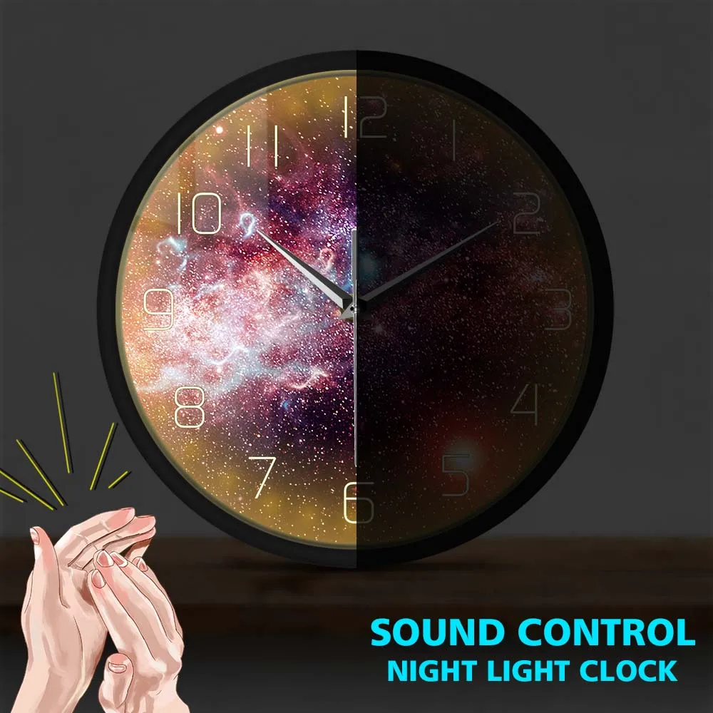 Cosmic Space Metal Frame Wall Clock Galaxy Meteorological Cloud Observation Silent Modern Wall Watch For Living Room Bedroom