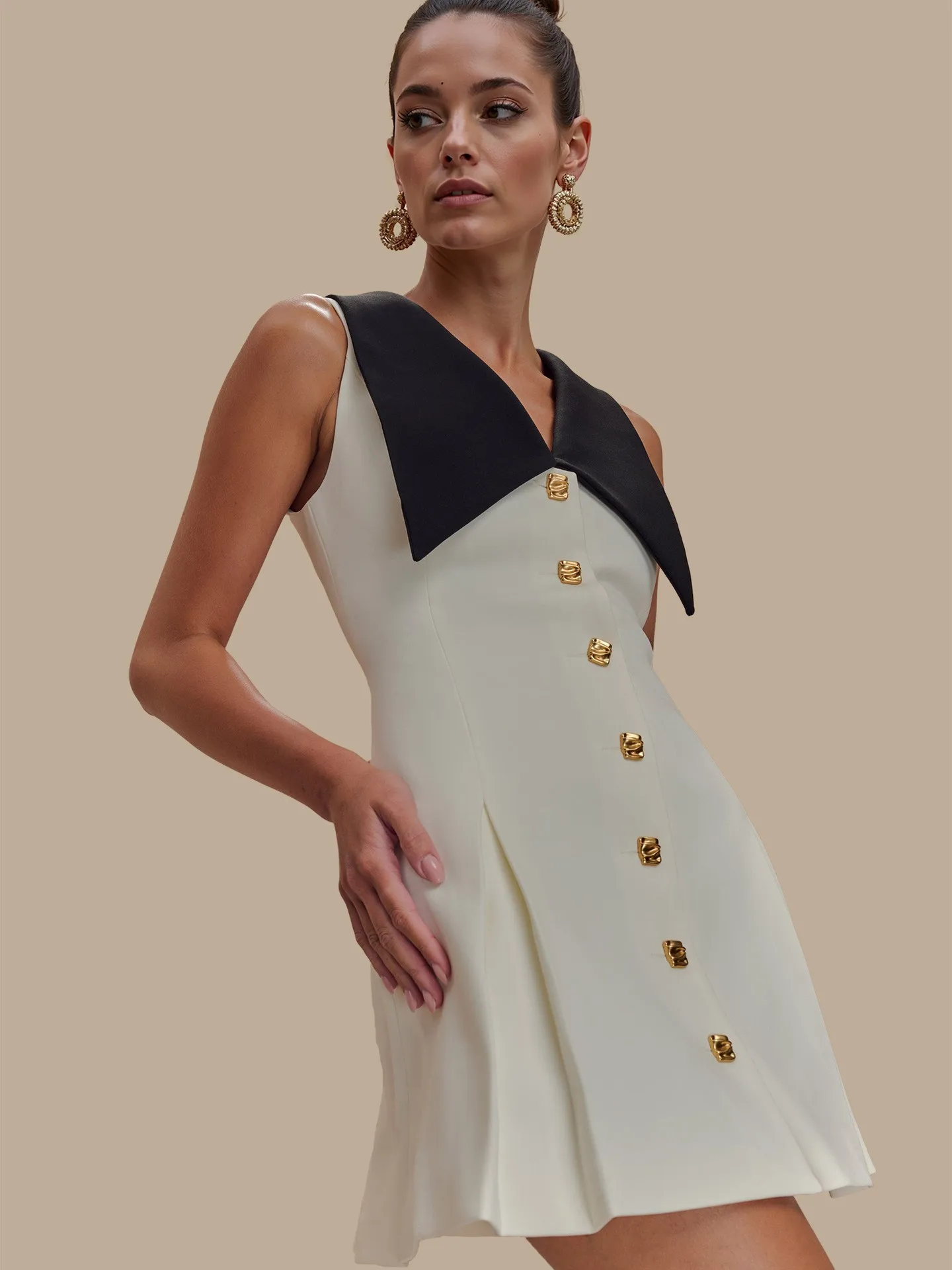 

Spring Women's Clothing Sleeveless Notched Collar Slim High Waist Evening Dress For Woman Party Guest Wedding Prom Black Dress