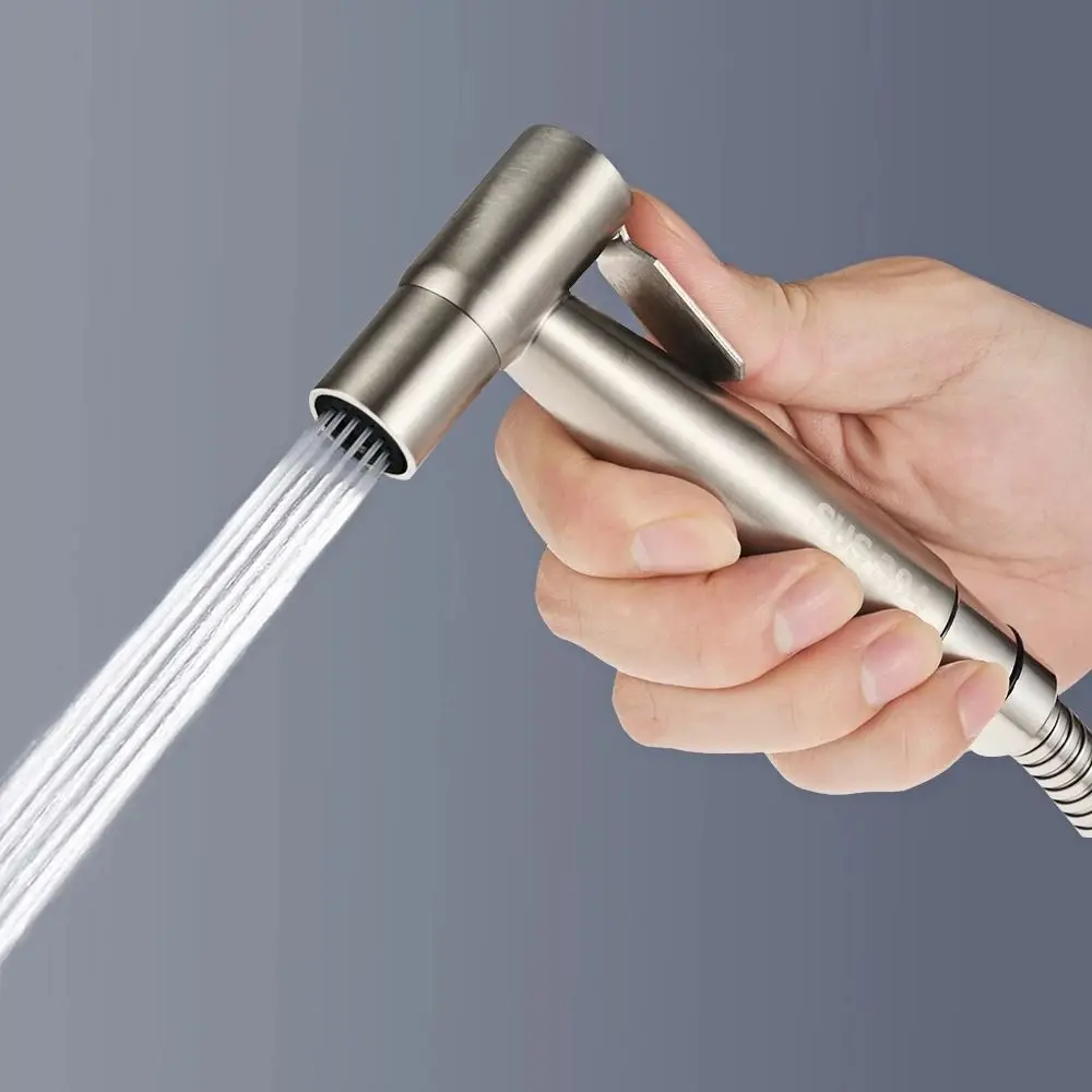 Damen-Waschmaschine aus 304 Edelstahl mit Hochdruck-Sprühfunktion, silberner Hand-Bidet-Wasserhahn, Toilettenspray