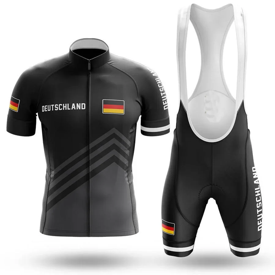 POWERBAND Germany NATIONAL SHORT SLEEVE CYCLING JERSEY SUMMER CYCLING WEAR ROPA CICLISMO+BIB SHORTS