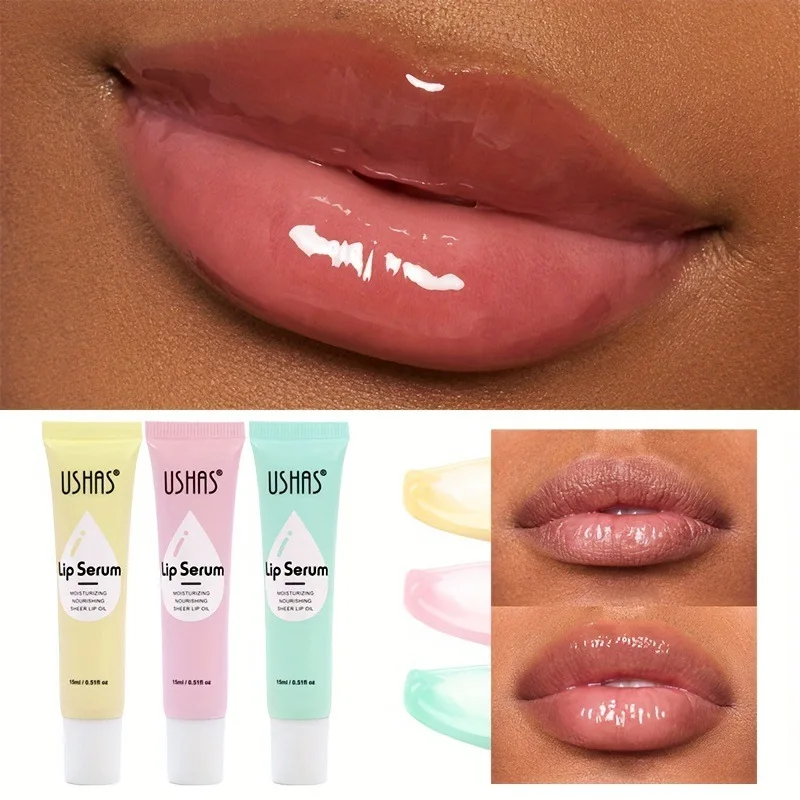 

Clear Glass Gloss Lip Oil Deeply Nourishes Moisturizes Reduce Lip Lines Portable Lip Care