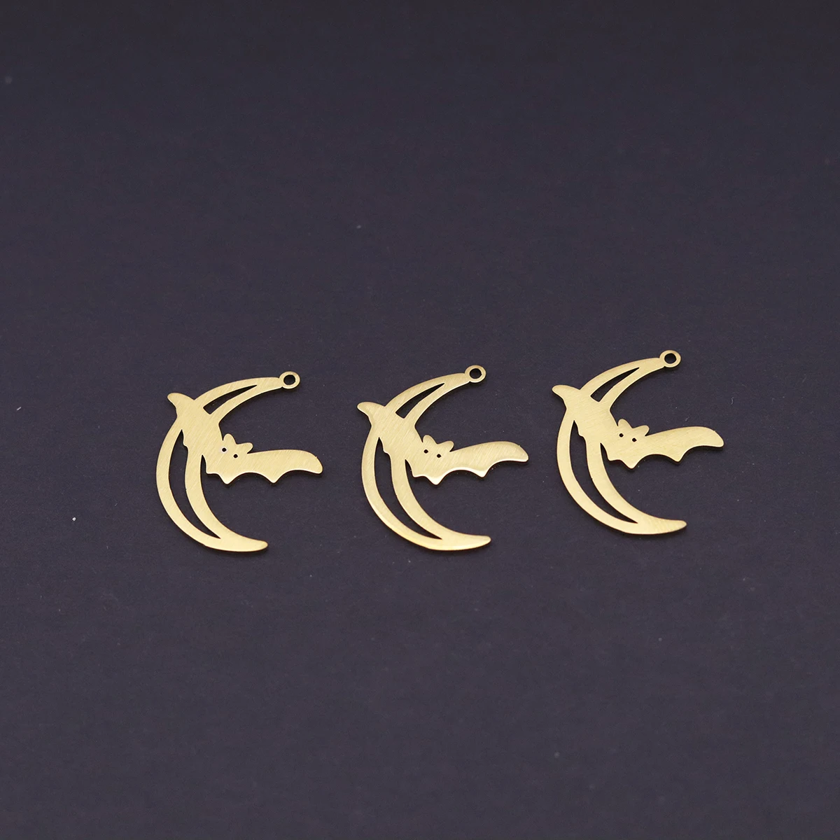 3pcs Halloween Bat Crescent Charms Stainless Steel Gothic Moon Pendant for DIY Jewelry Making Earrings Necklace Accessories