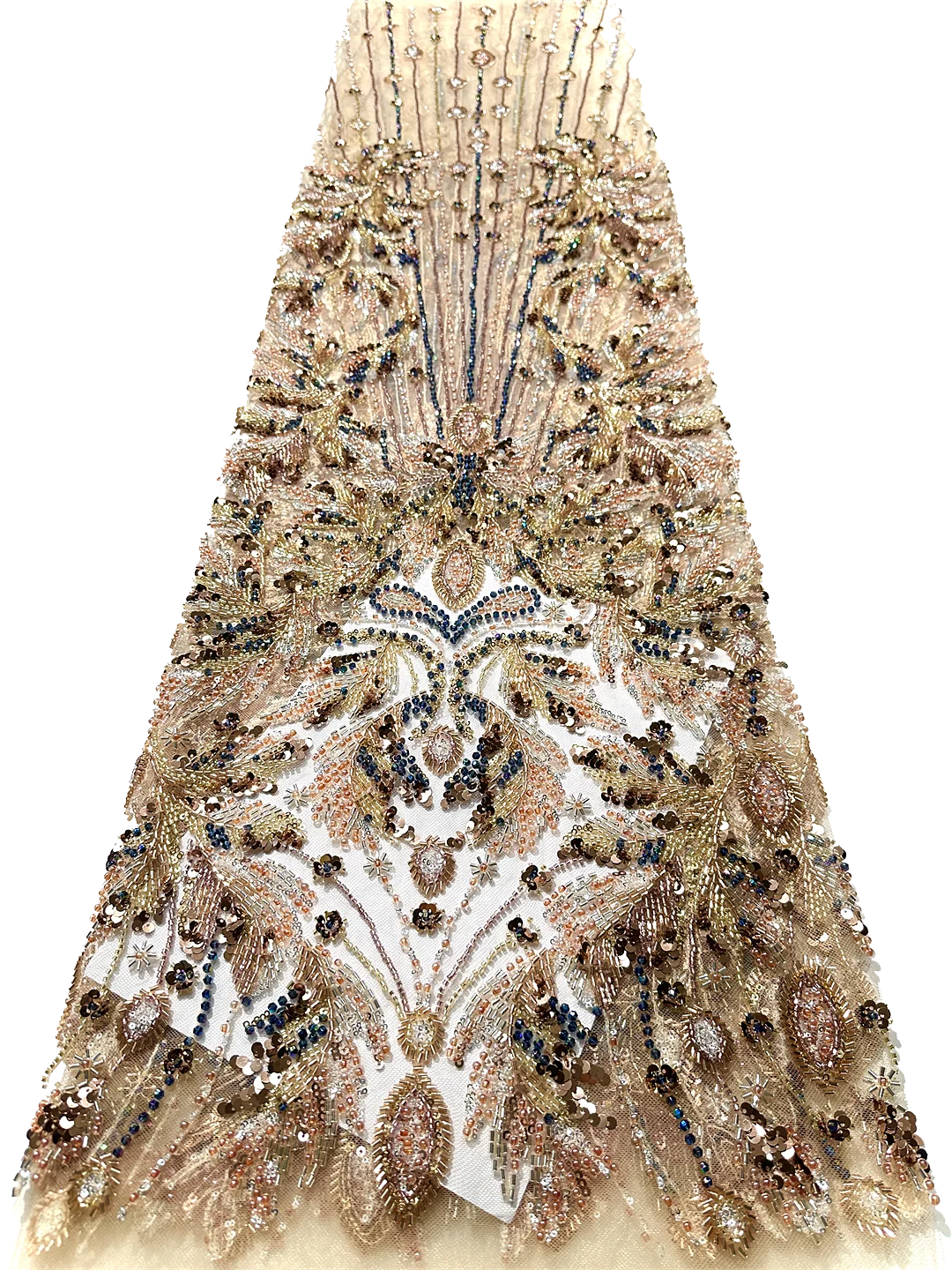 

Luxurious African handcrafted beaded lace fabric 2025 high-quality French sequined chiffon embroidered netting wedding dress