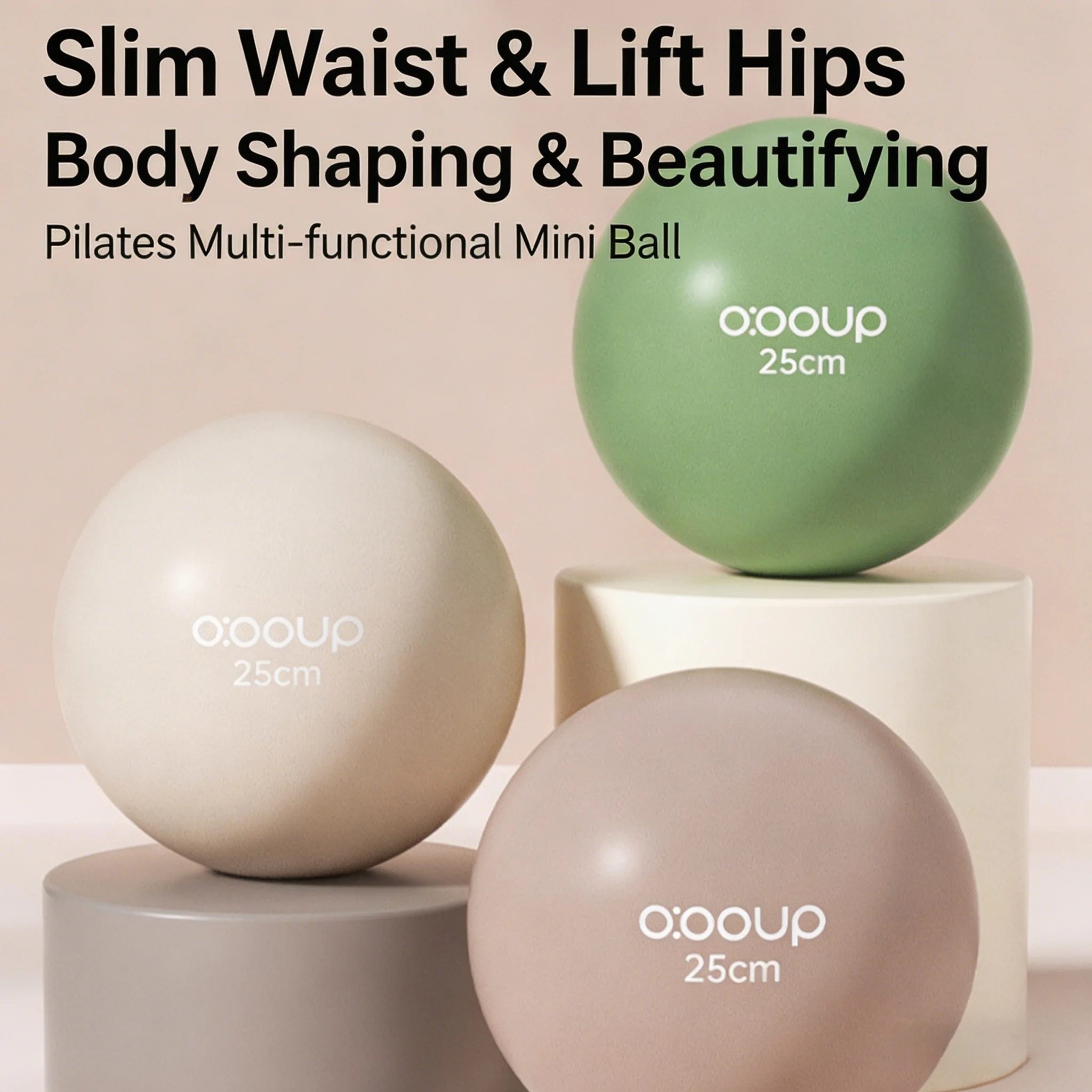 Bola pequena de Pilates de 25 cm, bola de ioga para levantar o quadril, à prova de explosão, deflação lenta, material de PVC, adequada para gravidez, modelagem corporal, treinamento de core, mini bola suíça
