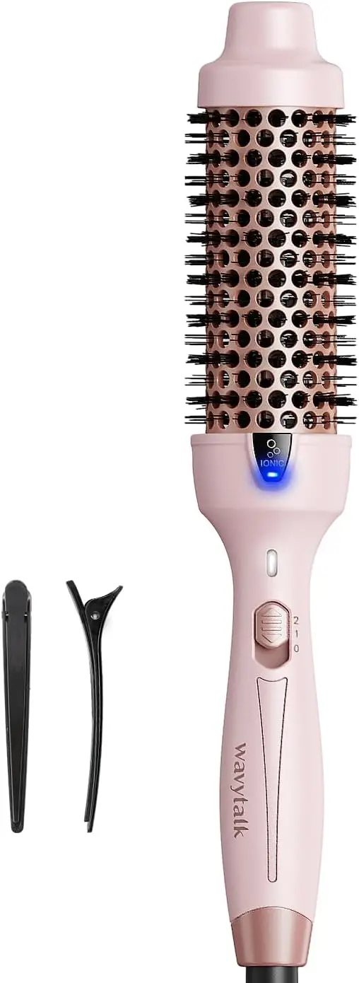 

Thermal Round Brush for Blowout Look, Negative Ion Technology Makes Hair Shinier & Smoother, Dual Voltage Easy Use Pink