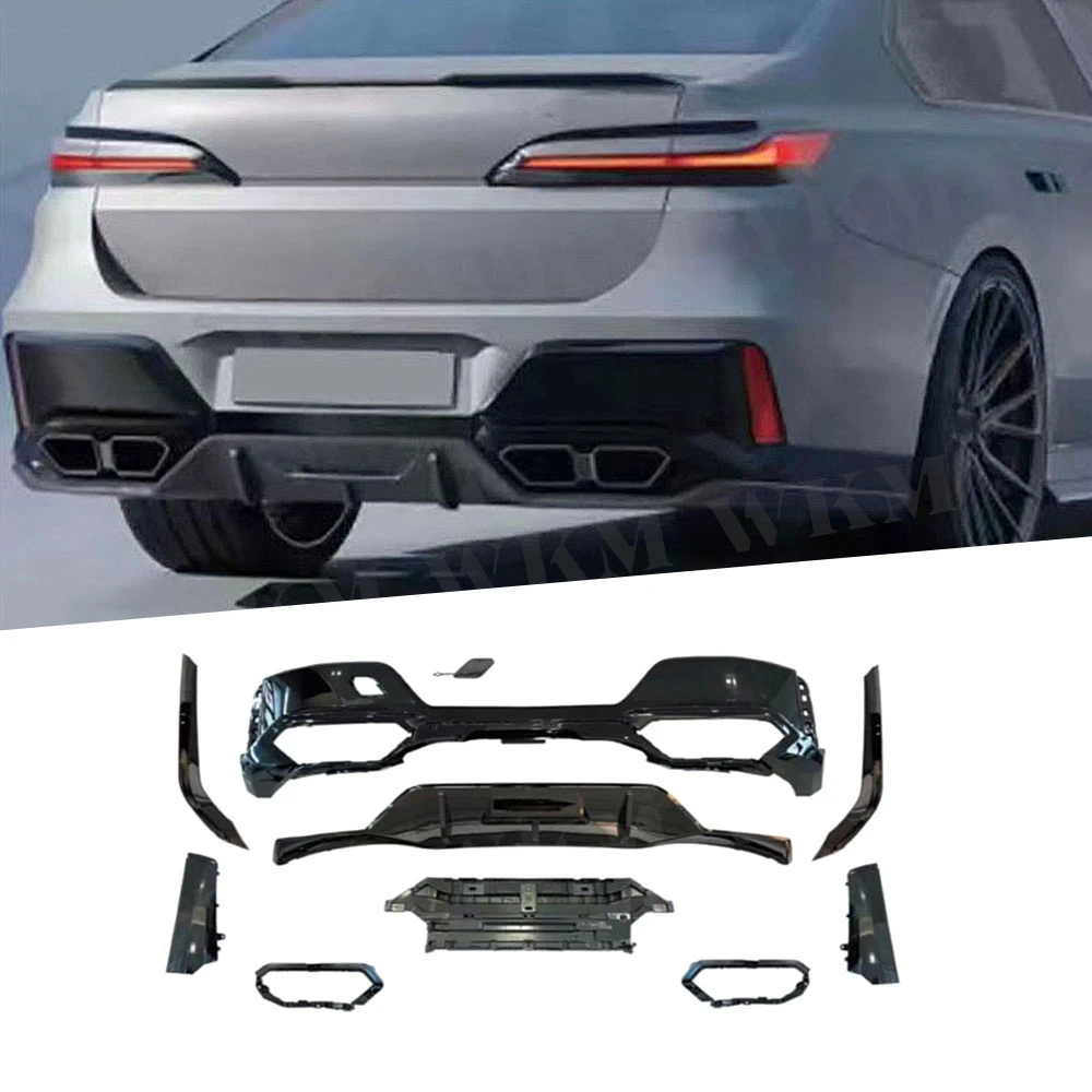 

ABS Rear Lip Diffuser Spoiler Rear Bumper Diffuser With Four Outlet Exhaust Tips For BMW 7 Series G70 Sport 2023+