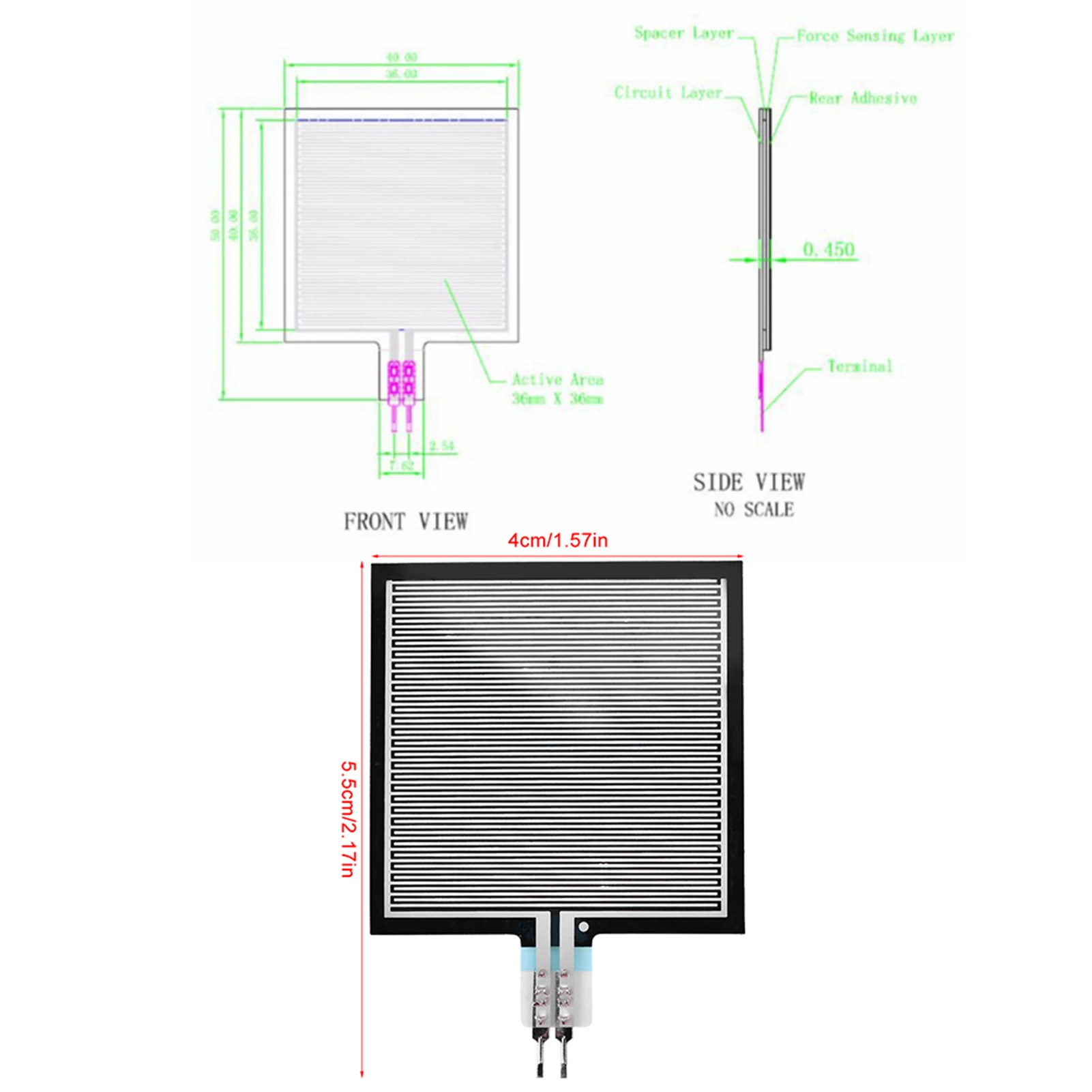 Force Sensor RP  ST High Accuracy Thin Film Pressure Sensor Force Sensor for Intelligent High End Seat Thin Film Force Sensor