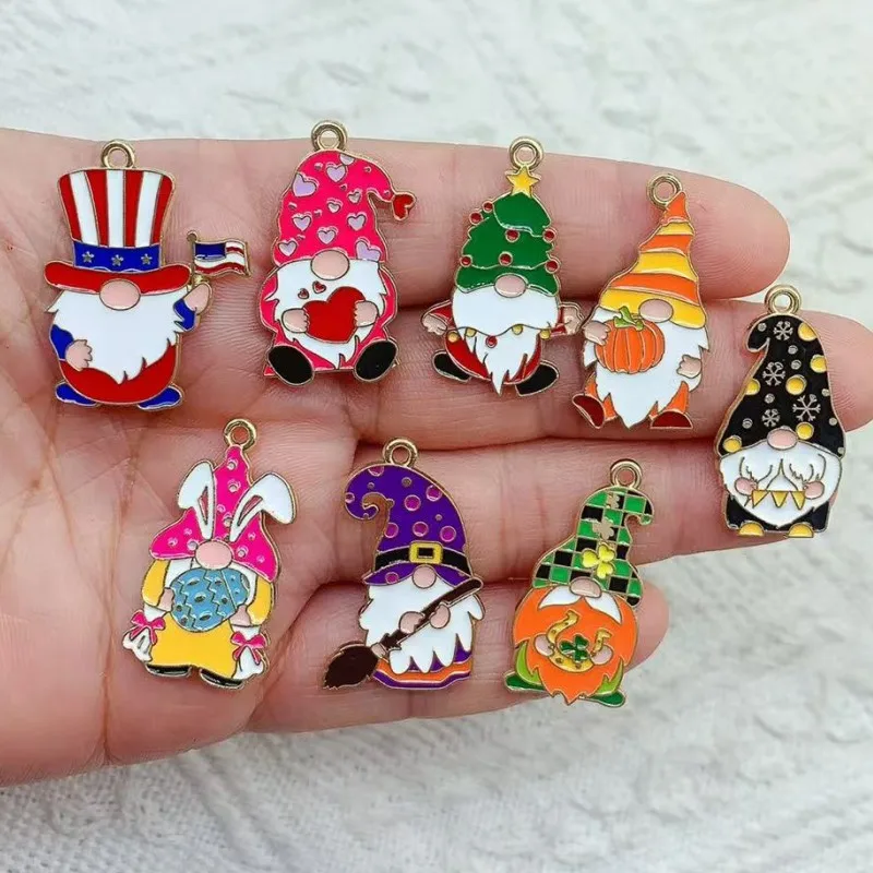 10pcs  Dwarfs Charm for Jewelry Making Enamel Pendant Necklace Bracelet Accessories Diy Craft Supplies Gold Plated