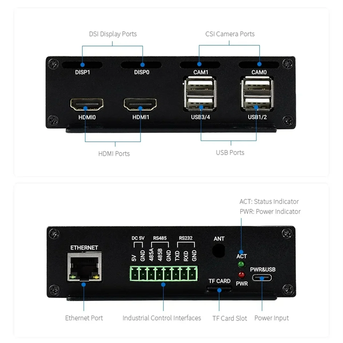 GOB-oFor Raspberry Pi Compute Module 4 PoE Mini-Computer (Type B) Based ,with Metal Case Cooling Fan CM4 PoE IO Board US