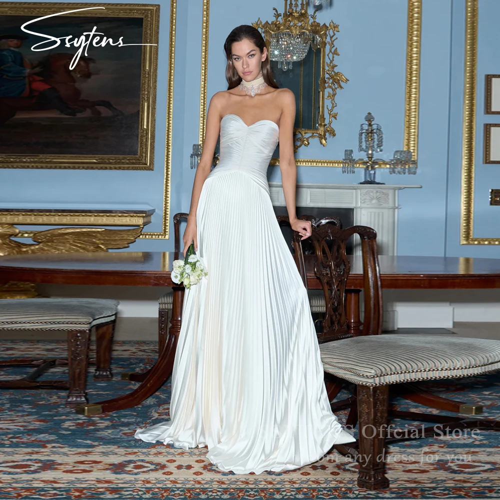 

SSYTENS Sweetheart Wedding Dress Backless A Line Bridal Vestido De Noiva Timeless Formal Pleated Chic Evening Dresses Customized