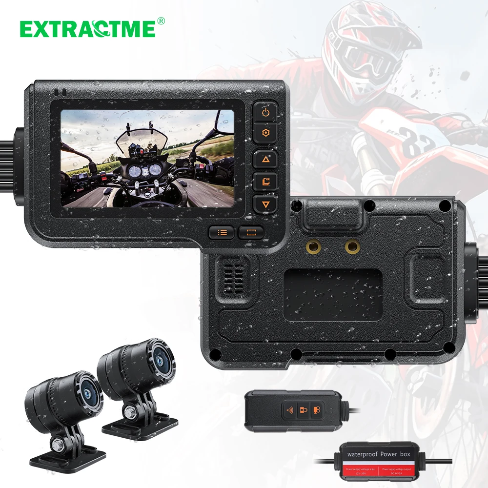 Extractme 3.0 Inch WiFi GPS Dual 1080P Full HD Motorcycle DVR Dash Camera Full Body Waterproof Moto Dash Cam Recorder