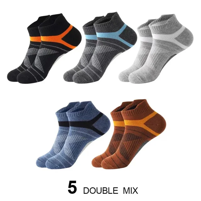 5 Paar hochwertige Socken für Herren, Sommer, Outdoor, lässig, Baumwollsocken, kurze, atmungsaktive schwarze Söckchen, Laufen, Sportsocken, Größe 38–45