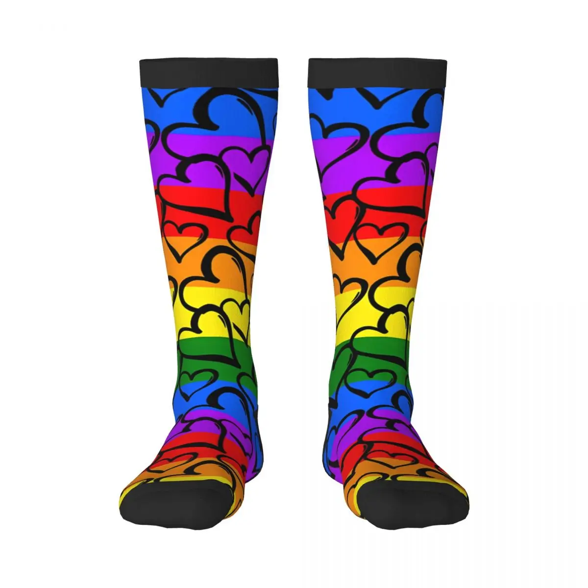 High Socks Gay Pride Rainbow Pattern Over Knee Socks Streetwear Long Hosiery for Daily