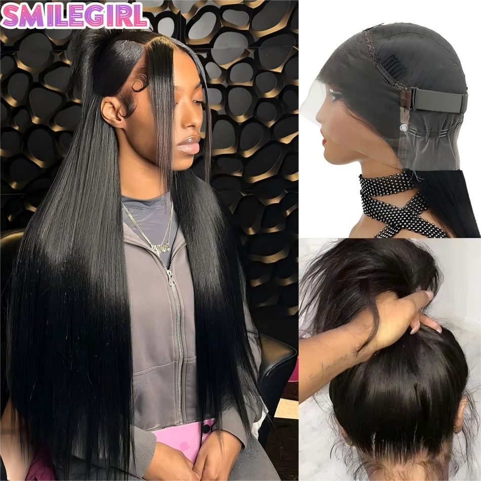 

Прямые парики с фронтальной шнуровкой 360° из натуральных волос, предварительно выщипанные, 26 дюймов, плотность 250%, с потайным ремешком и шнурком, HD прозрачные, полностью на шнуровке