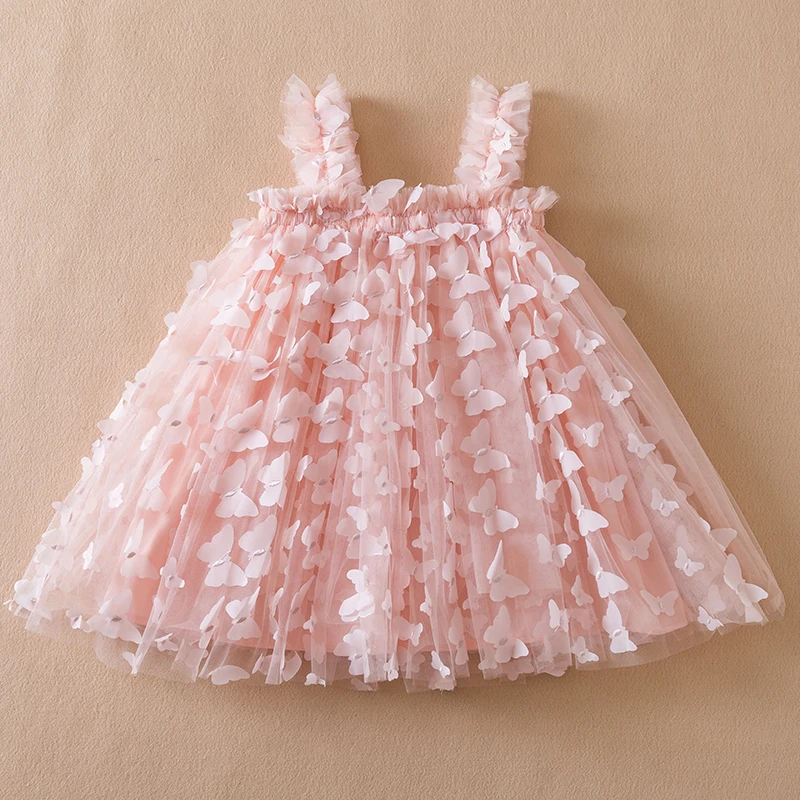 Summer Baby Girls Dress Princess Birthday Party Dress Wings Fairy Strap Butterfly Mesh Dress Toddler Clothing Children Lovely