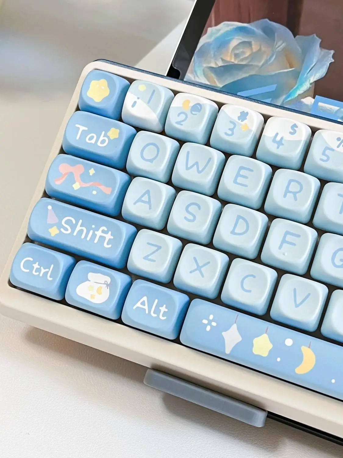 140 Keys Cute Bear MOA Keycaps for Gaming Mechanical Keyboard Mx Switches PBT Five-sided Sublimation Key Caps