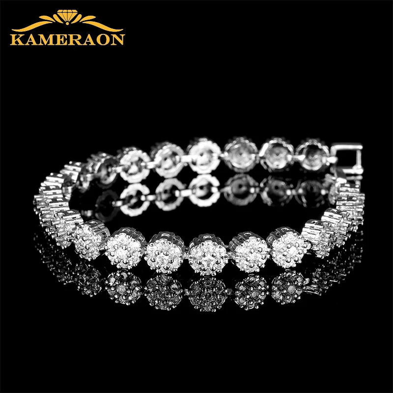 Luxury Wedding Shiny Bracelet & Bangles Zircon Hip Hop Jewelry Cut Round Square CZ Tennis Bangles for Woman Party Wholesale