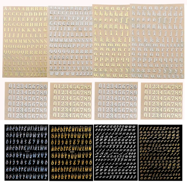 2-9mm litery alfabetu numery naklejki dekoracyjne złoto srebro wypełniacz z żywicy epoksydowej dla majsterkowiczów formy silikonowe Craft Making wypełnienia