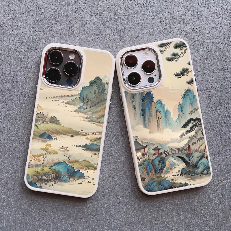 Mountain Peak Lake Vintage Silicone Phone Case For iPhone 13 12 Pro Max 16 15 11 Pro Max 14 7 8 Plus SE2 XS X XR Soft Back Cover