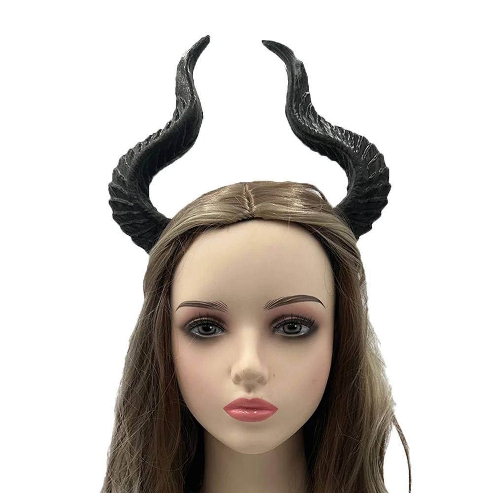 Devil Demon Horn Headpiece Cosplay Animal Black Sheep Gothic Horns Headband Halloween Party Costume Headwear Props Gifts