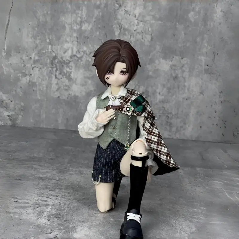 

Fashion 1/8 Doll's Clothes Suit for 23cm Bjd Doll Cloak+shirt+shorts+vest+socks Dress Up Play House Doll Accessories, No Doll