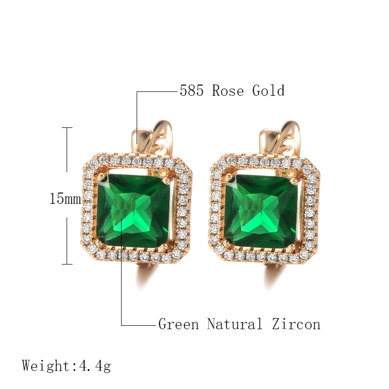 JULYDREAM Claw Inlay Green Zircon Classic Square Women Earrings 585 Gold Color Personality Jewelry Wedding Luxury Accessories