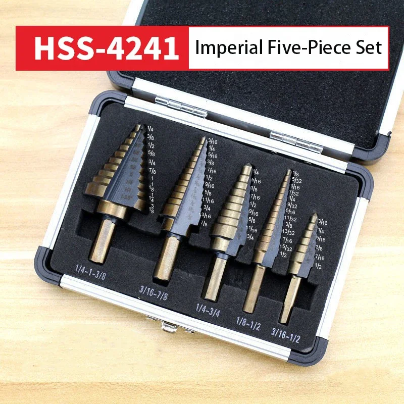5pcs Step Drill Bit Set Hss Cobalt Multiple Hole 50 Sizes Cobalt Titanium Conical Carbide Drill Perforator Hole Cutter Tool