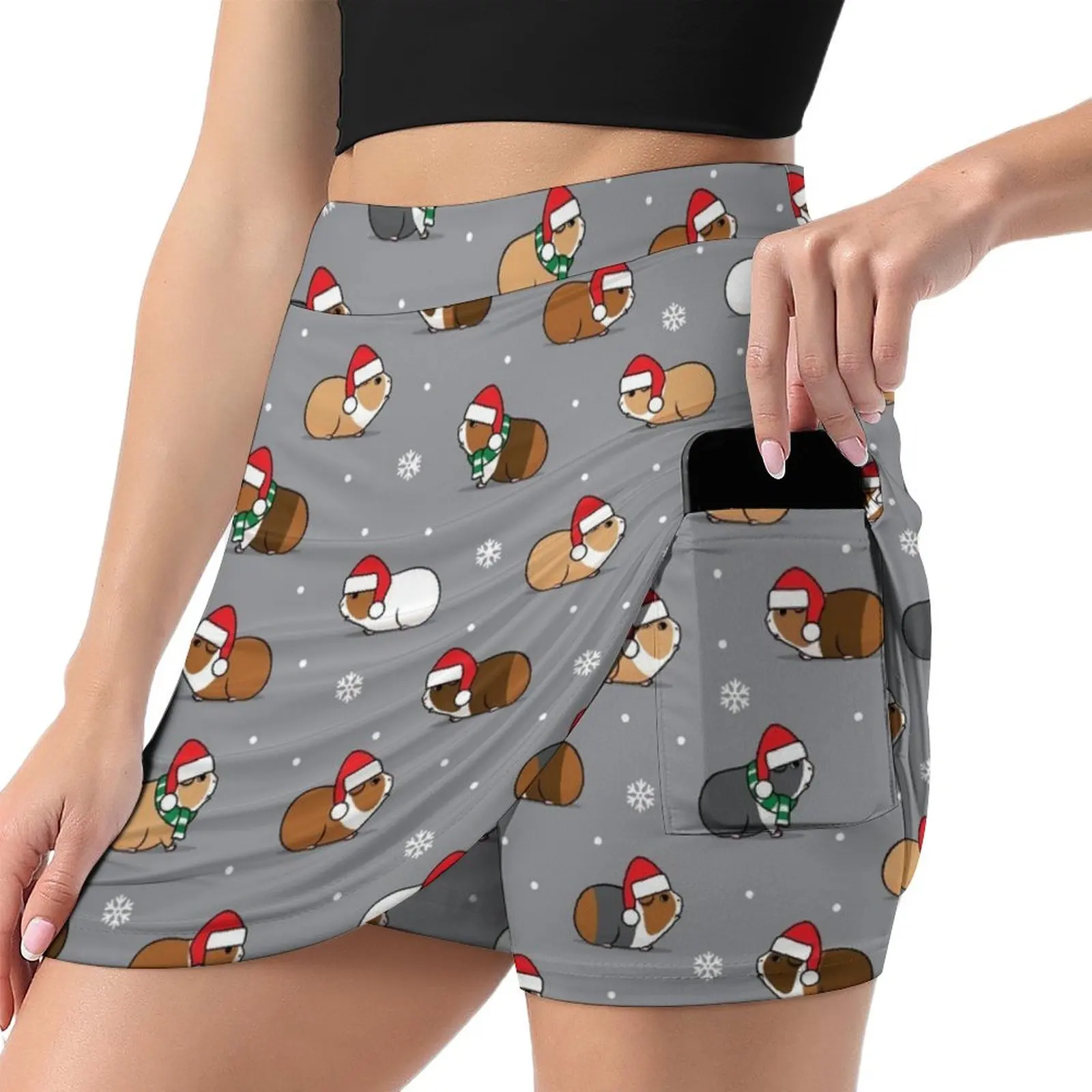 Christmas Guinea pigs - grey Mini Skirt Women's skirts fairy core cosplay girls skirt