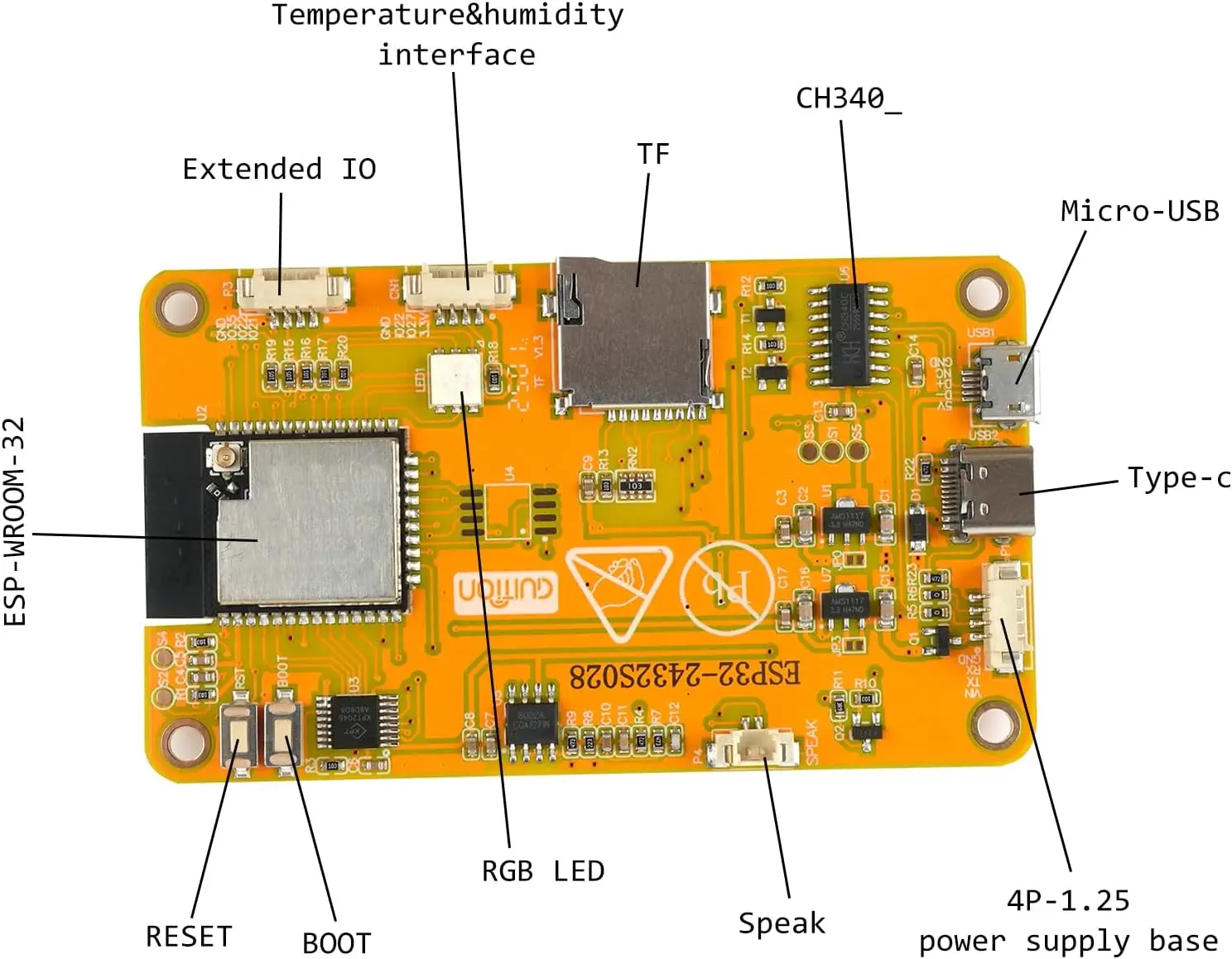 2.8'' ESP32 Module ESP32-2432S028R WiFi+BT Dual-core 240X320 Smart Display Screen LCD TFT Module ILI9341 Driver for Arduino IoT