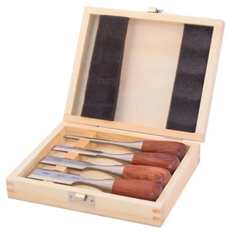 Bevel Edge Chisel Set of 4pcs Qiangsheng Luban Woodworking Chisels in a Wooden Box - Fine Woodworking