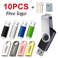 10PCS/lot Free logo Pen Drive 64GB 128GB USB Flash Drive 32GB Flash Disk 16GB 8GB 4GB 2GB 1GB Memory Stick
