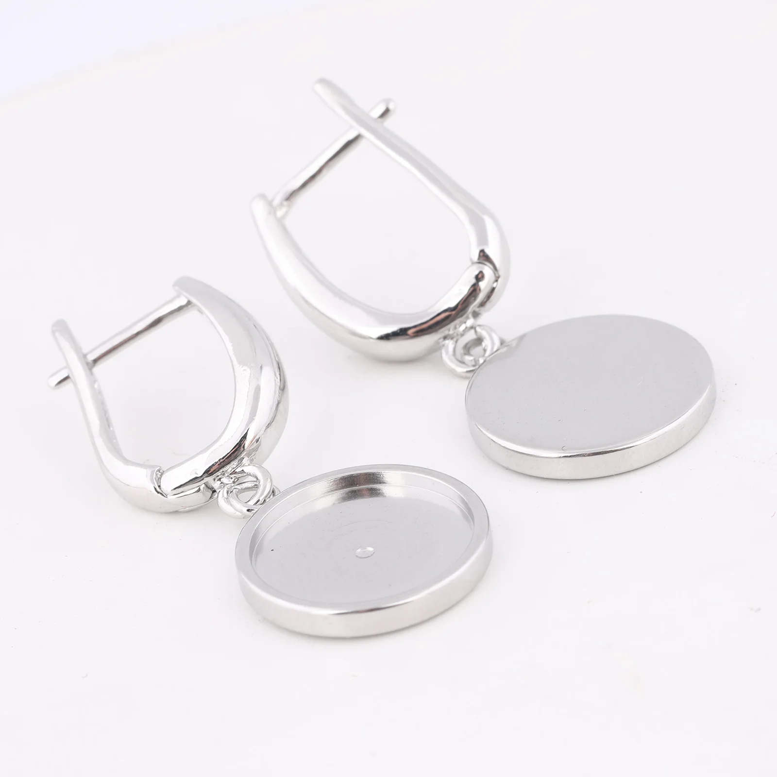 6pcs 스테인레스 스틸 맞는 12mm 카보 숑 귀걸이 기본 설정 공백 Diy 신장 귀걸이 후크 보석 만들기위한 결과
