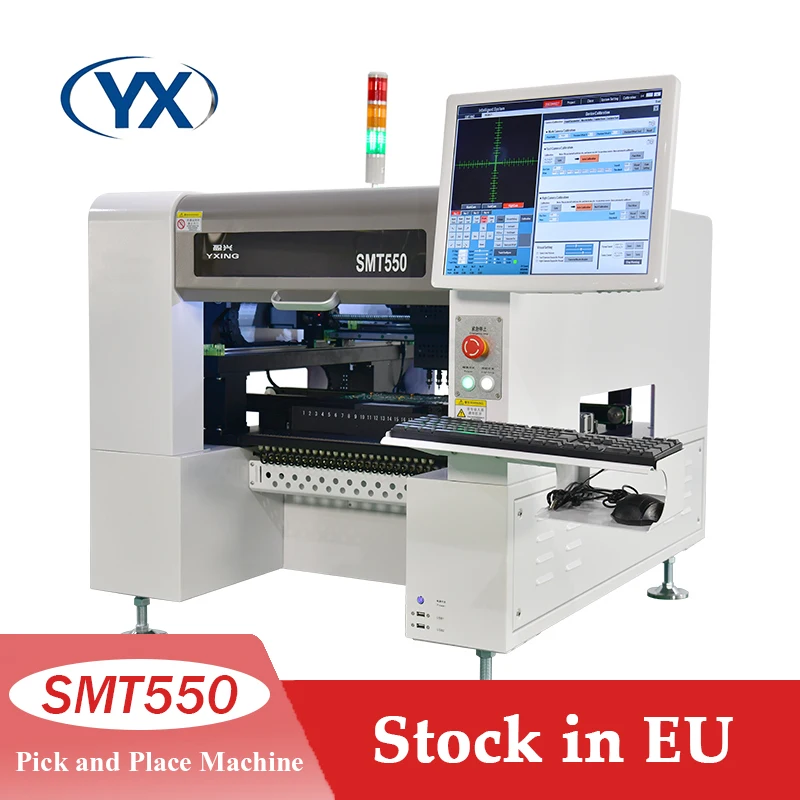 Stok di Uni Eropa SMT550 mesin Robot permukaan Mount Led SMD Chip mountter SMT pilih dan tempatkan mesin perakitan pembuatan Pcb otomatis