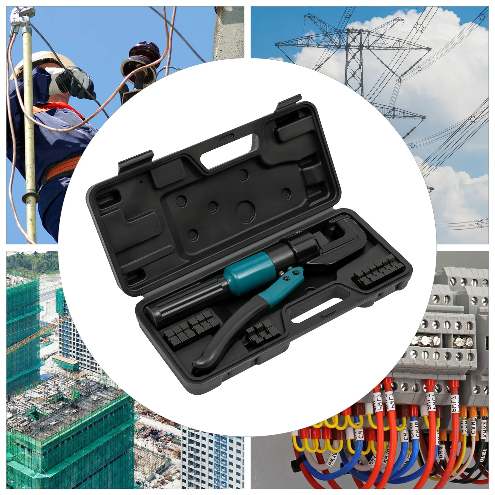 

8T/17636.98lbs Handheld Hydraulic Crimper Crimping Tool with 8 Dies 4mm²,6mm²,10mm²,16mm²,25mm²,35mm²,50mm²,70mm²