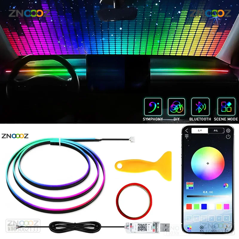 ZNOOOZ 140cm luci ambientali per auto LED interni RGB Symphony Atmosphere Lamp USB APP Control per Tesla Model 3 Y S X