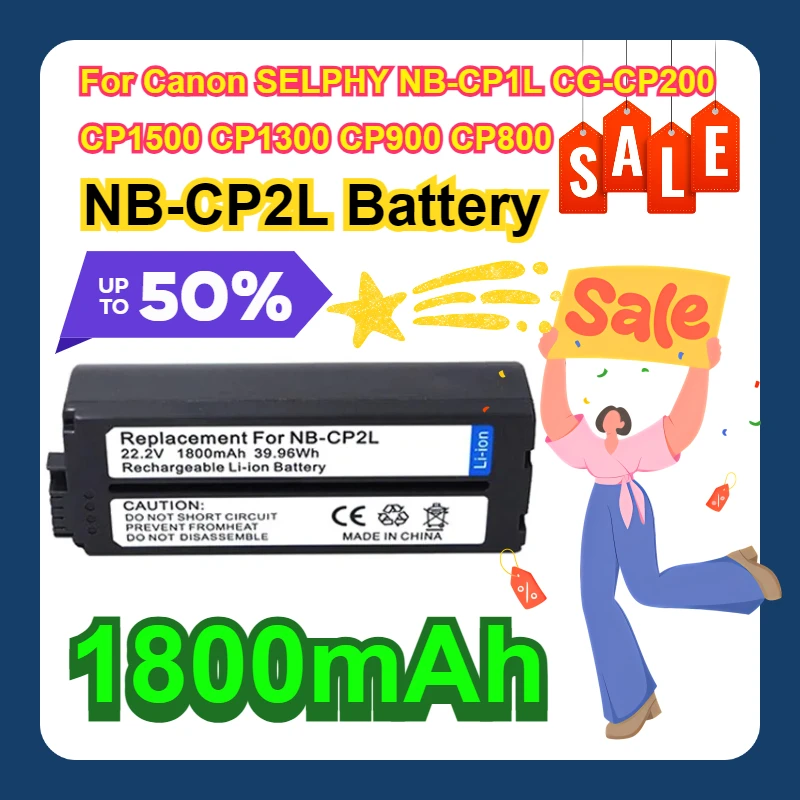 

For Canon SELPHY NB-CP1L,CG-CP200 CP1500 CP1300 CP900 CP800 NB-CP2LH NB-CP2L Battery 1800mAh Rechargeable Batteries