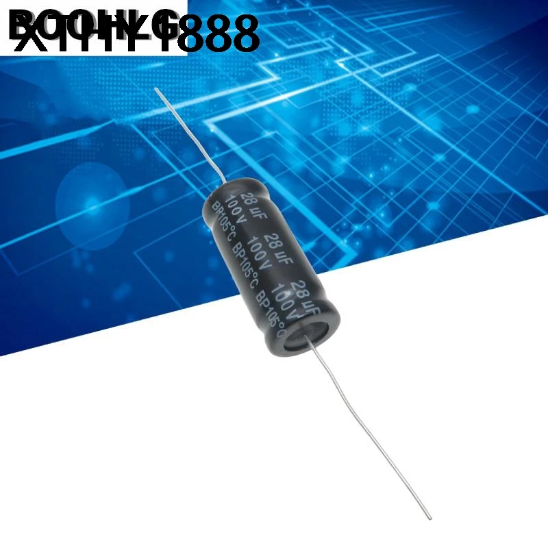 5PCS original high quality long life audio speaker audio frequency division axial stepless capacitor 100v 28uf 13X31mm