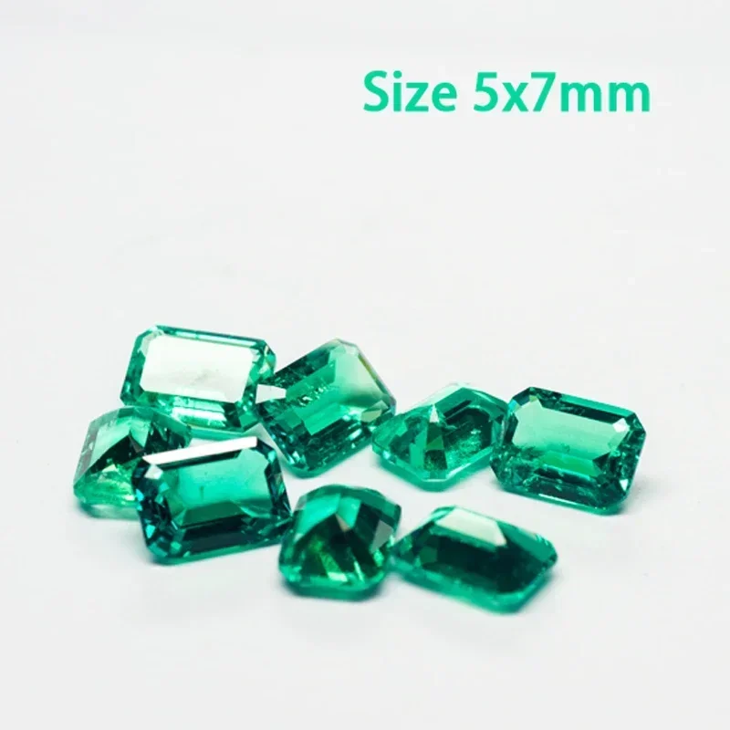 Lab Grown Emerald Cut Columbian Emeralds Hydrothermal Hand Cutting Advanced Jewelry Making Materials 0.73-1.0ct AGL Certificate