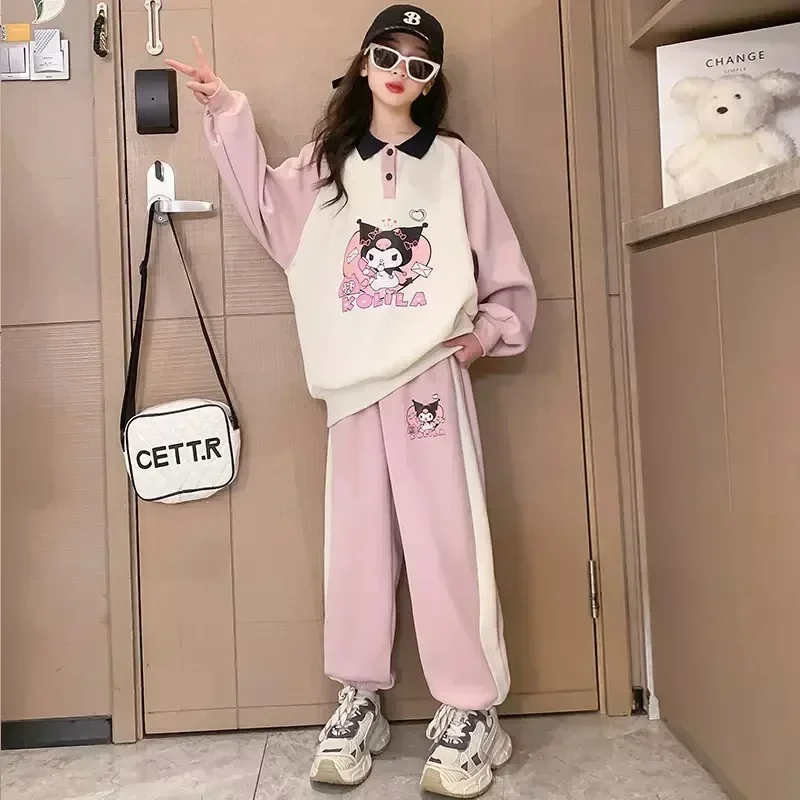 Sanrio hello kitty girls kuromi hoodie pants suit spring autumn new  sportswear Sweater children's long sleeve jacket