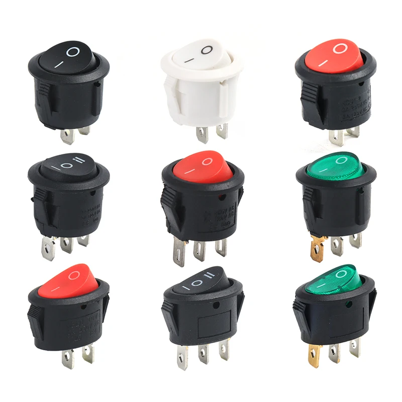 2PCS Push Button Circle Rocker Switch Pin Position 250V Snap-in Light On Off On Smart Eletronics Switches Waterproof Cap Cover