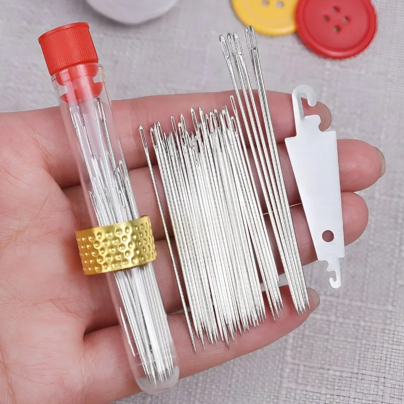 Large Eye Stitching Needles Set Stainless Steel Embroidery Needle Yarn Knitting Hand Sewing Needles Household DIY Crafts Tools